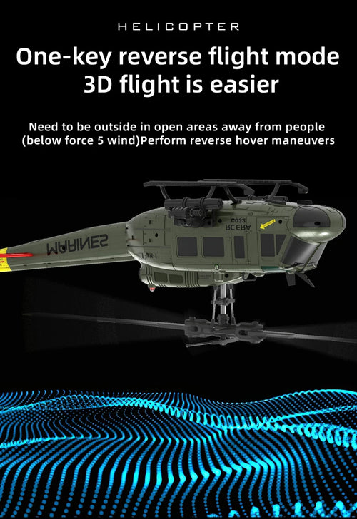 Load image into Gallery viewer, C032 UH-1 brushless RTF RC Helicopter 6-axis Gyroscope One Click 3D Flip Optical flow positioning UH1 helicopter model Hobby Toy
