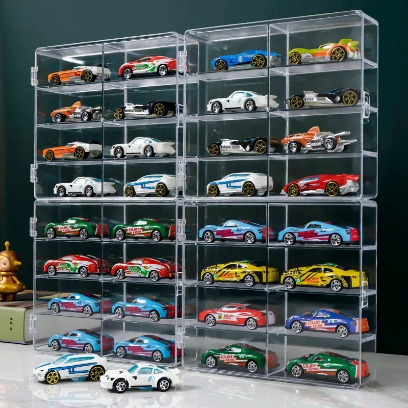 Acrylic Car 1pc Display case 1:64 For Kids holds 8 cars