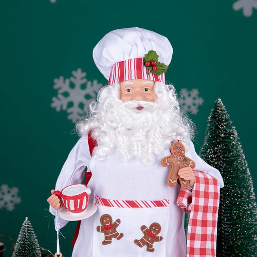 Load image into Gallery viewer, Large Size Christmas Tree Decoration Cooking Chef Santa Claus Statue Doll with Gingerbread House Christmas Tree Topper

