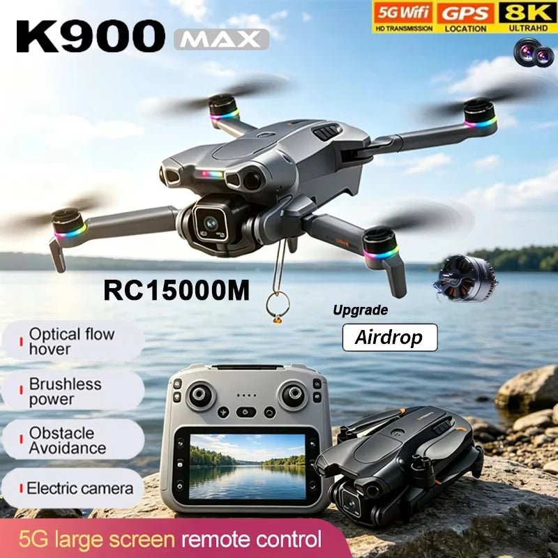 2026 K900 MAX GPS 8K Drone Fishing Air Drop Automatic Turnaround 5G Screen Obstacle Avoidance Drone Professional Camera