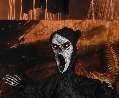 Load image into Gallery viewer, Halloween Decoration Screaming Scarecrow Ghost Voice-controlled Glowing and Sound-emitting Pendant Setting Up Props
