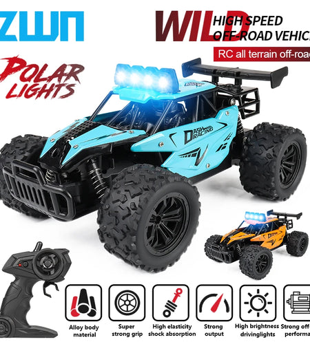 ZWN 1:16 20KM/H RC Car With LED Light 2.4G High Speed Off-Road Climbing 2WD Remote Control Car Toy Gifts for Boys Girls Kids