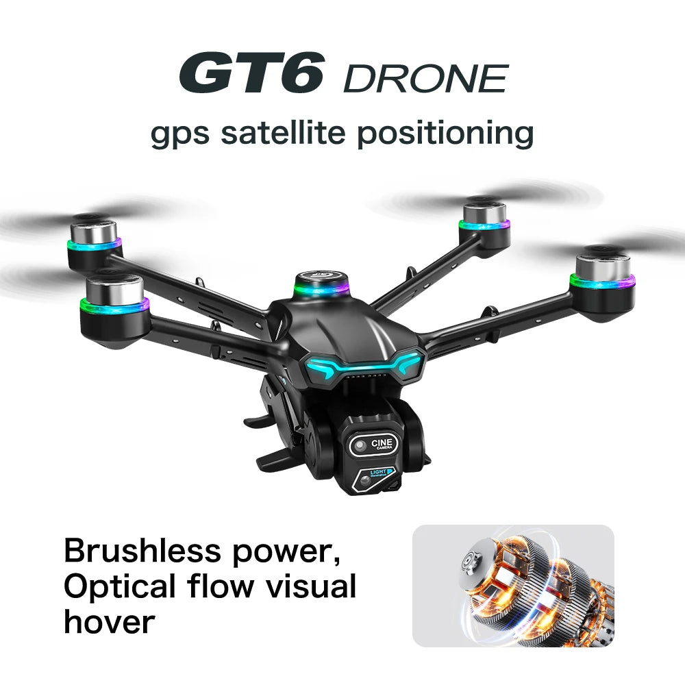 New GT6 Drone 8K Professional HD Dual Camera GPS Smart Return 5G WIFI Obstacle Avoidance Brushless Foldable Quadcopter Dron