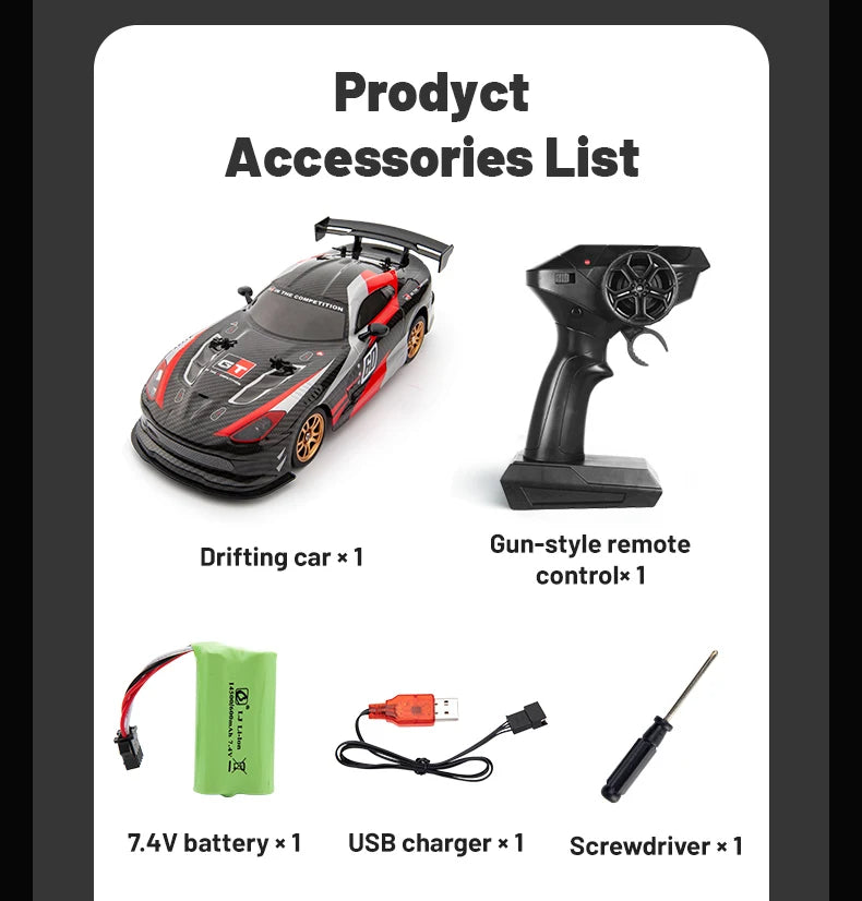 High Speed Driftable Remote Control Racing Car Kids Toys Electric RC Car Competitive Retrofittable Tire 4WD Model