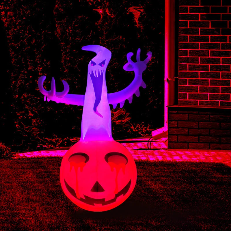 Halloween Inflatable Ghost Pumpkin Decoration With LED Luminous Light For Household Yard Garden Outdoor Party Decoration