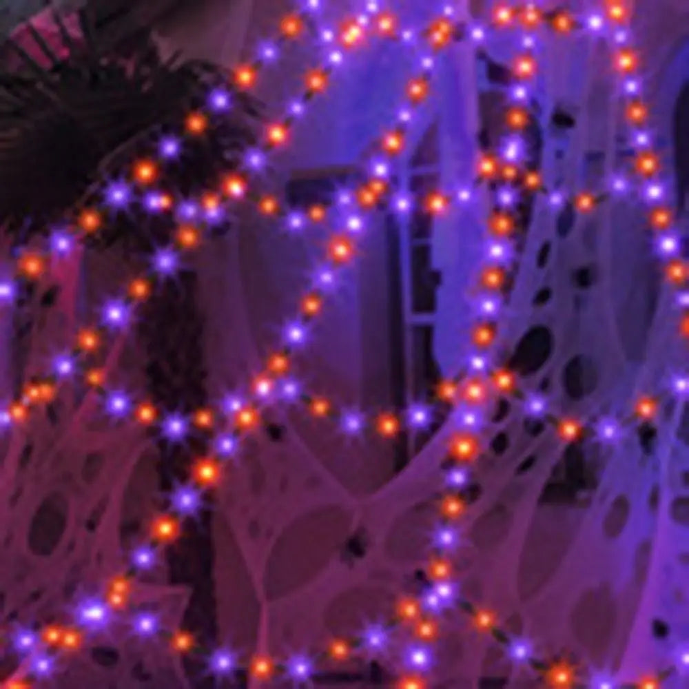 8 Modes Halloween Spider Web Lights Waterproof Glow LED Spider Net 5m Triangle Luminous Halloween Spider Indoor Outdoor