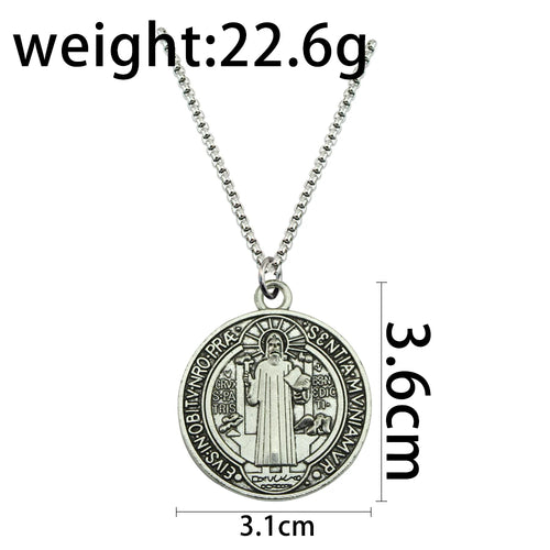 Load image into Gallery viewer, Catholic Saint Benedict Medallion Pendant Necklace Alloy San Benito Collares Choker Necklaces Creativity Gift Wholesale
