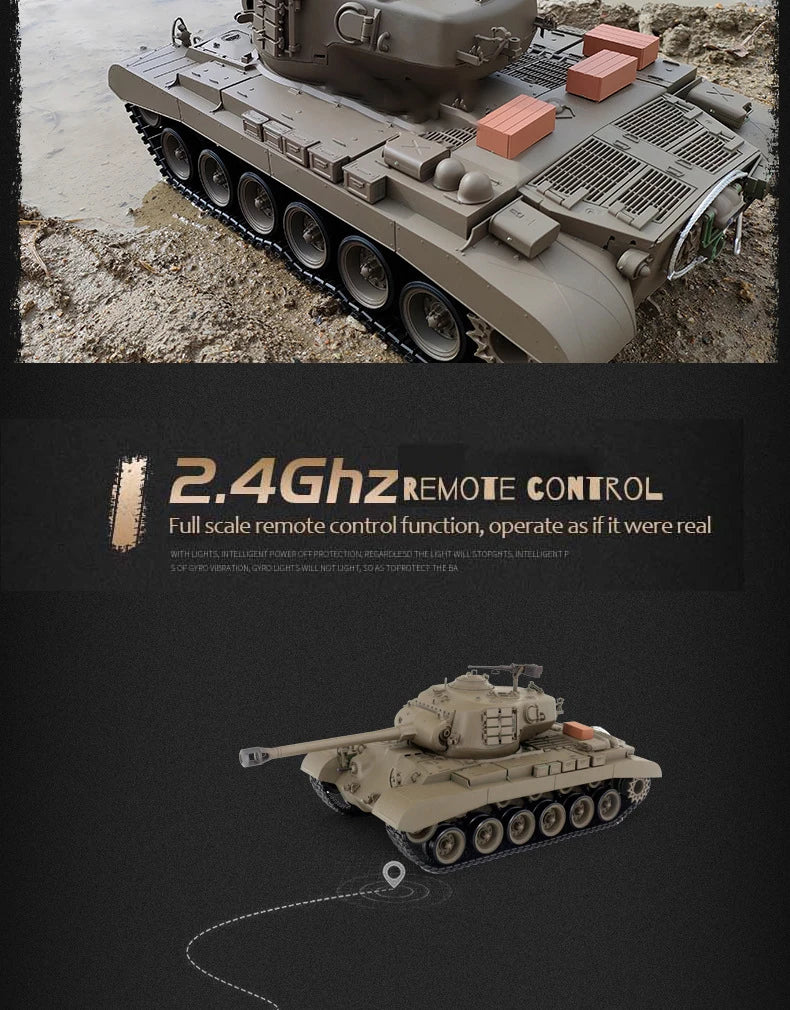 1:16 Henglong 3838-1 American M26 Pershing Heavy Tank RC Model  Metal Tank Simulation Model Remote Control Athletic Toys