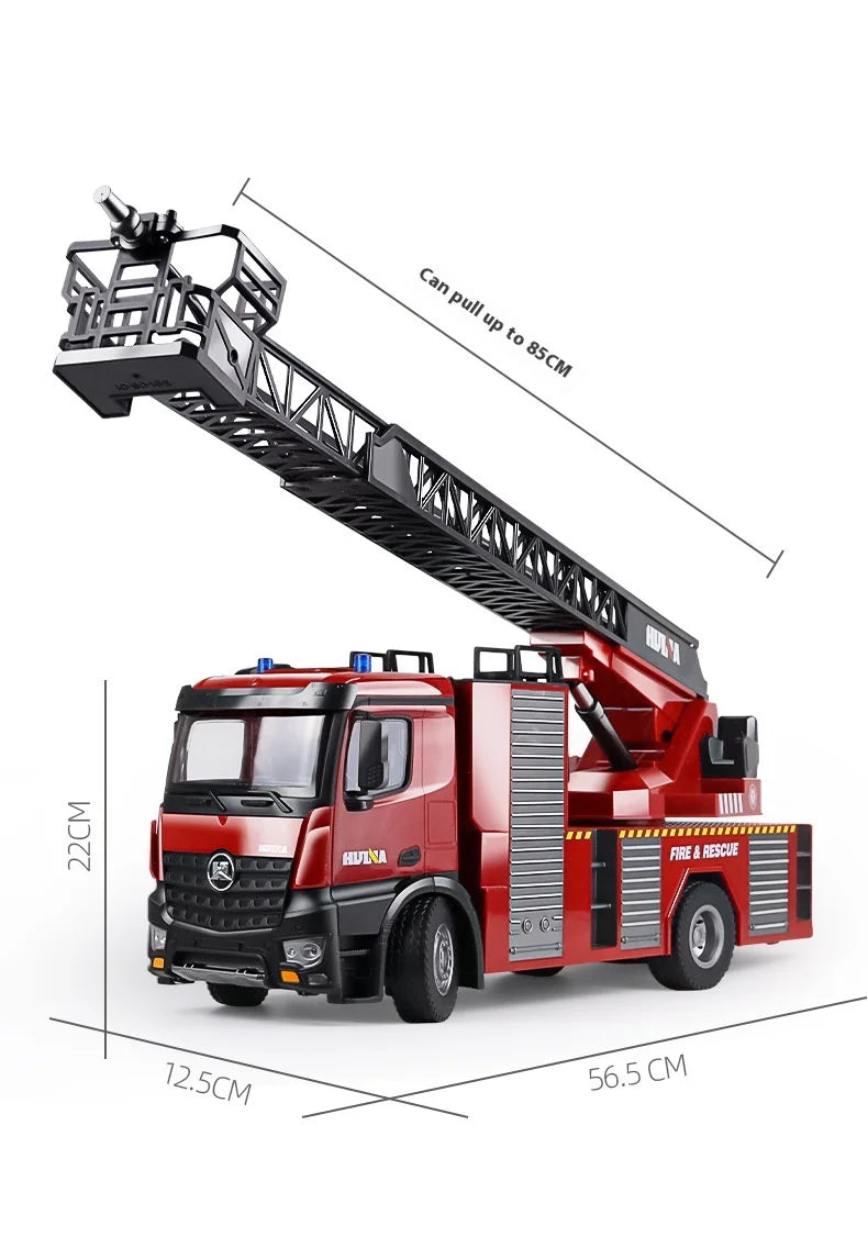 1:14 RC Engineering Car Huina 1561 22CH Large Scale Toy Fire Truck Full Scale Simulation Water Spraying Toys Adult Child Gifts