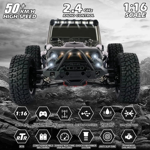 Load image into Gallery viewer, 1:16 80km/h Brushless RC Drift Car With LED Lights 4WD Electric High Speed Racing Remote Control Monster Truck for Kids Adults
