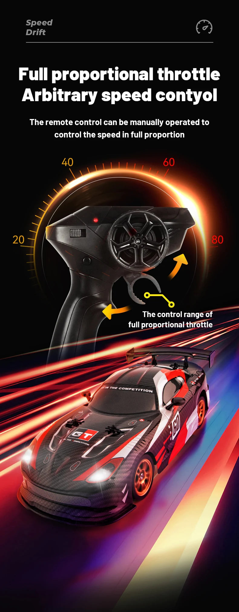 High Speed Driftable Remote Control Racing Car Kids Toys Electric RC Car Competitive Retrofittable Tire 4WD Model