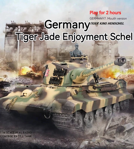 Henglong German Tiger King Remote-Controlled Tank 1/16 Metal Toy Car Professional Electric Tracked Off-Road Military Tank Model