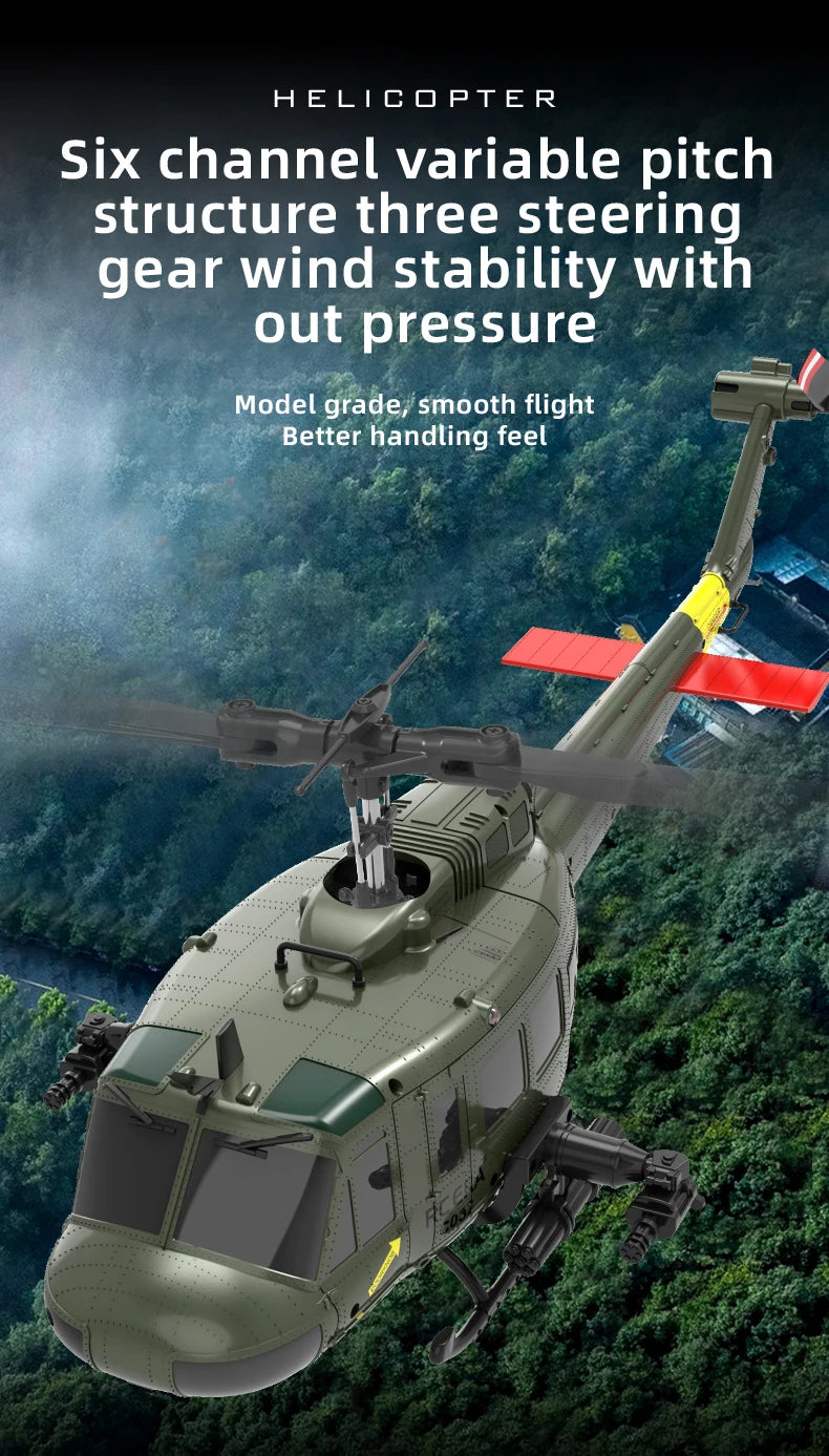 C032 UH-1 brushless RTF RC Helicopter 6-axis Gyroscope One Click 3D Flip Optical flow positioning UH1 helicopter model Hobby Toy