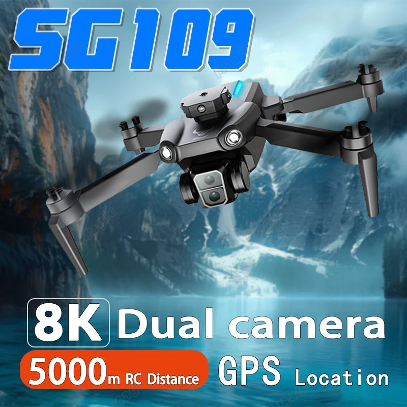 SG109 Pro Mini  Drone 8K Profesional with HD Camera 5G WiFi GPS Folding 4-Axis anti Shake Gimbal Brushless Motoror Quadcopter Ne