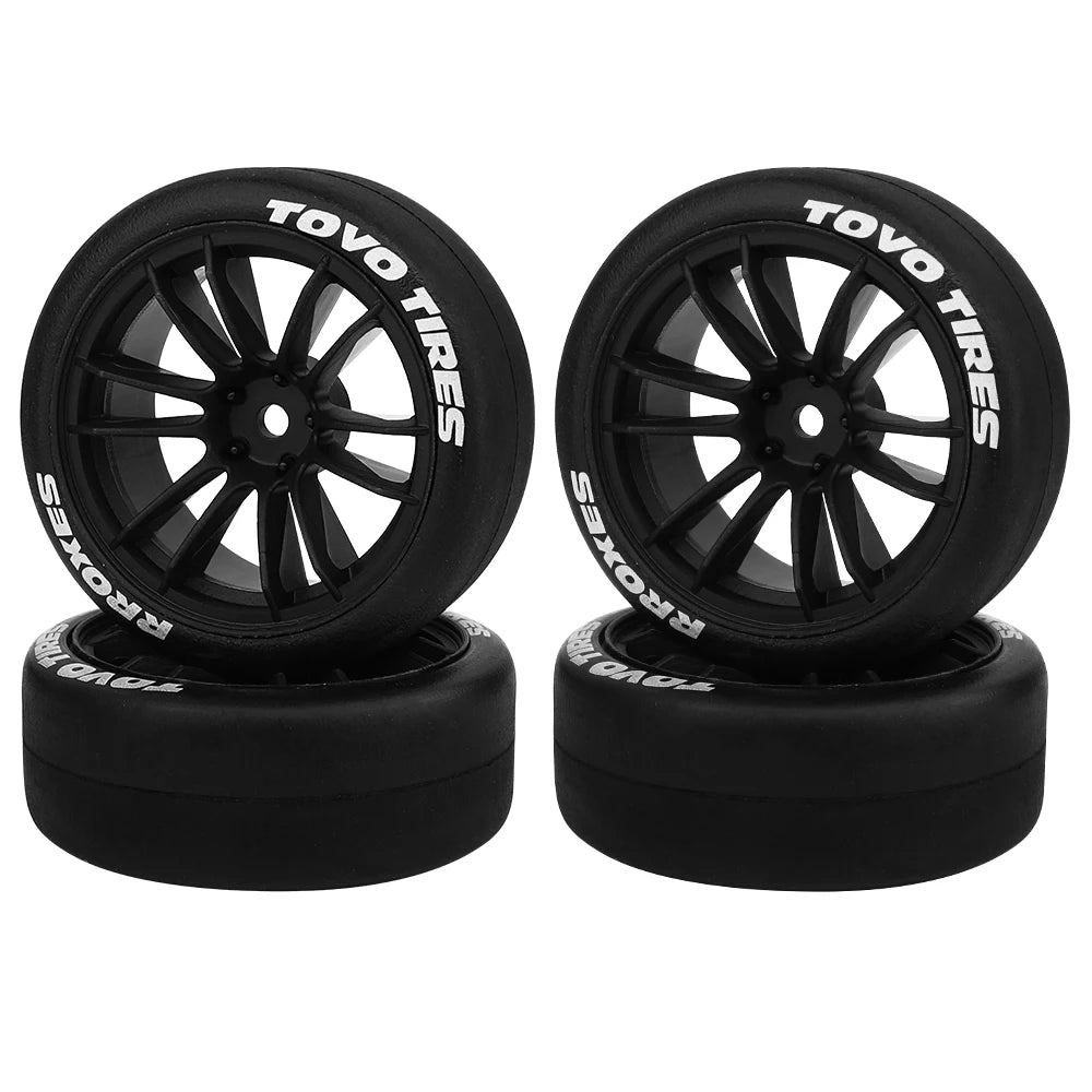 4pcs 1/10 65mm Hard Drift Tire Tyre Wheel for Tamiya TT01 TT02 XV01 PTG-2 Kyosho HPI HSP RC Drift Car On Road Touring Racing Car