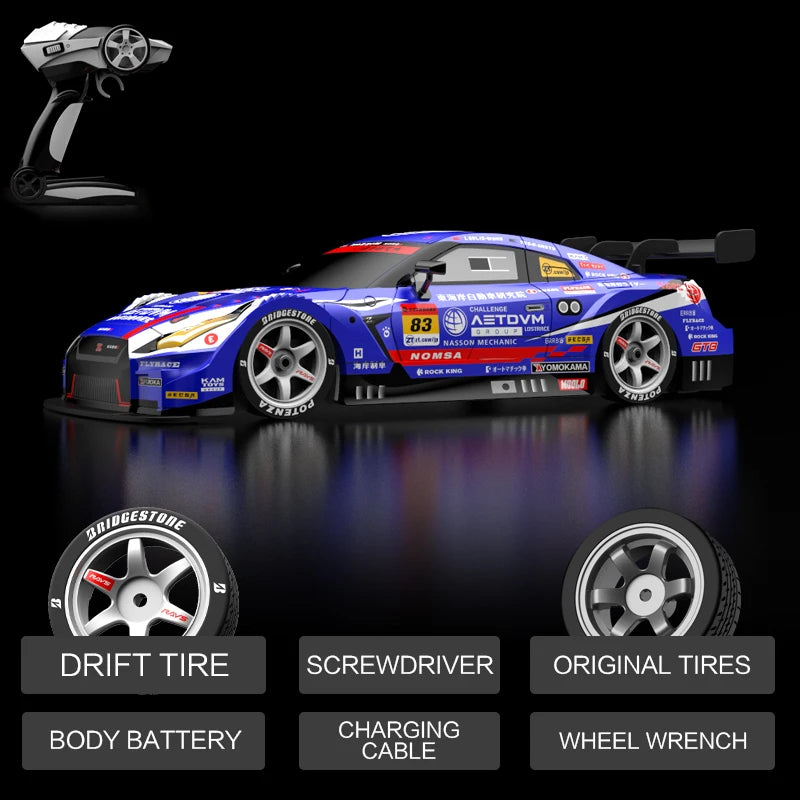 Rc Car 4WD Drift Racing 2.4G Dual Motors 40km/H 40 Minutes Long Battery Life 1:16 GTR Remote Control Car Outdoor Racing Car Toys