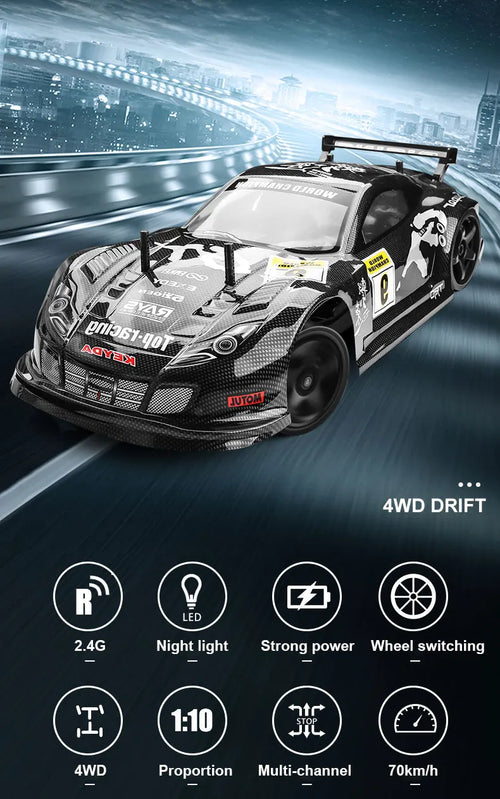 Load image into Gallery viewer, 1:10 70km/h High-speed Drift Remote Control Car 2.4G 4WD Rc Off-road Vehicle Dual-speed Rc Car Children's Christmas Gift

