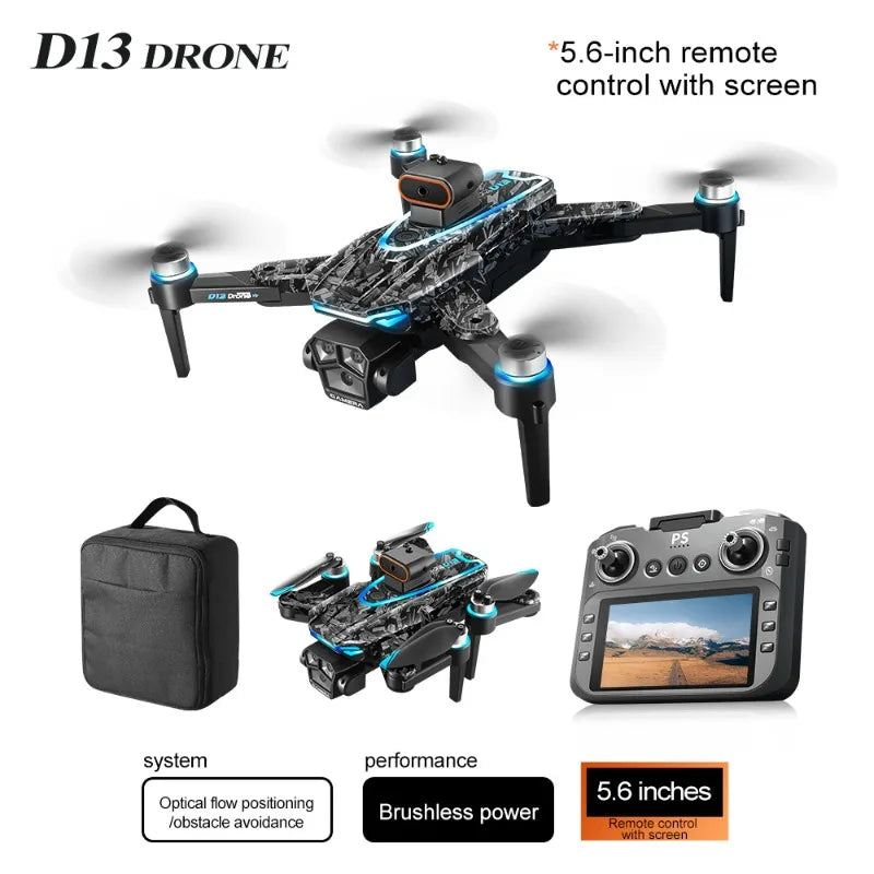 New D13 Drone 4K with Screen Remote Control Professional Brushless Motor Laser Obstacle Avoidance Foldable Quadcopter RC Toy