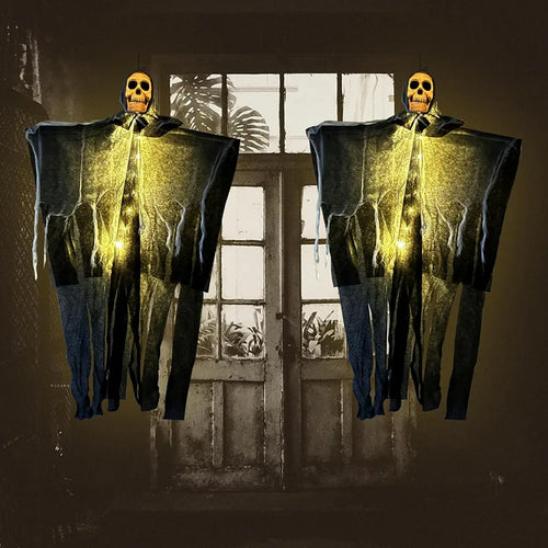 Load image into Gallery viewer, 1pcs Halloween Glowing Skull Skeleton Gauze Hanging Ghost Home Outdoor Garden Decoration Halloween Party Horror Ghost Props 2025
