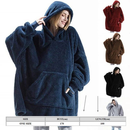 Load image into Gallery viewer, Winter Comfortable Loose Double-faced Fleece Hoodie Blanket Men/Women Oversized Thick Homewear Thick Fleece Giant Blanket Hoodie
