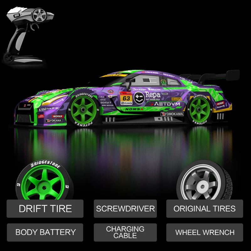Rc Car 4WD Drift Racing 2.4G Dual Motors 40km/H 40 Minutes Long Battery Life 1:16 GTR Remote Control Car Outdoor Racing Car Toys