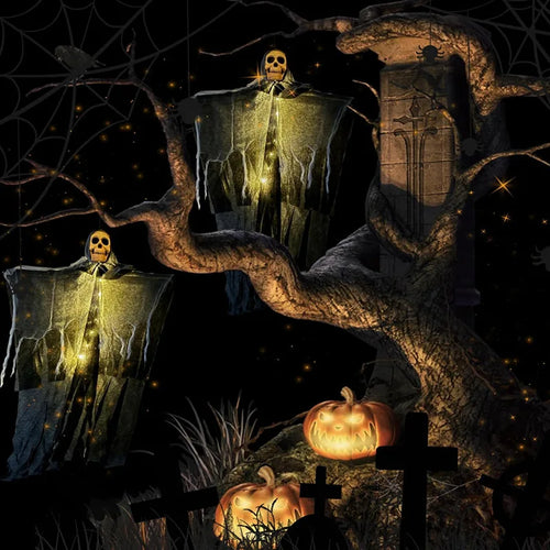 Load image into Gallery viewer, 1pcs Halloween Glowing Skull Skeleton Gauze Hanging Ghost Home Outdoor Garden Decoration Halloween Party Horror Ghost Props 2025

