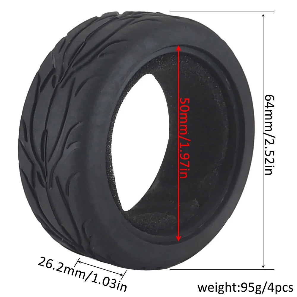 1:10 On-road Car Tires 63-68mm High Grip Rubber Tyre Hot Melt Tire Hsp 94123 Hpi Himoto Fw06 Tt01 Abrasion Resistant Racing Car