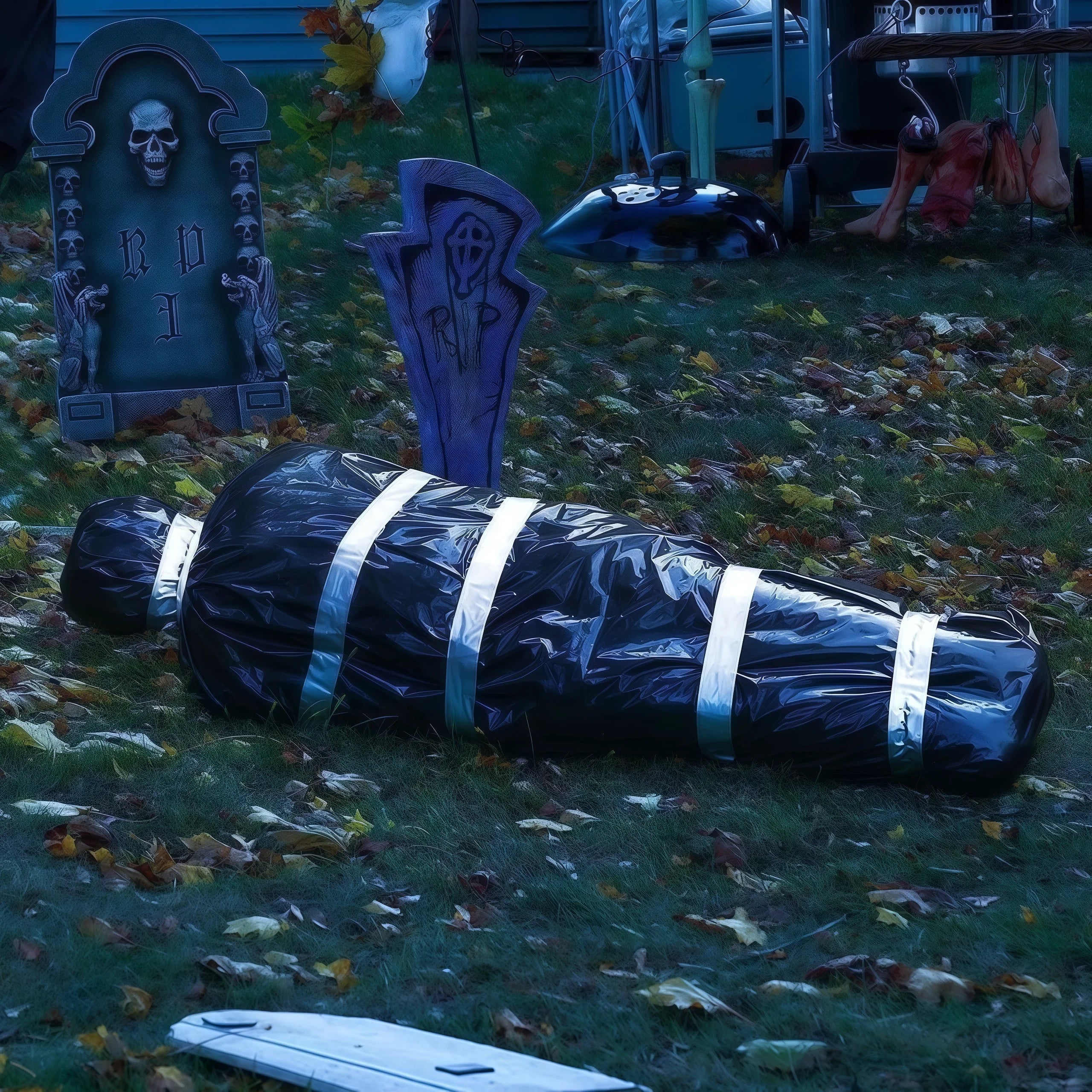 150cm/5ft Hanging Corpse Dead Victim Props, Scary Haunted Creepy House Halloween Decorations, Outdoor Halloween Yard Decorations