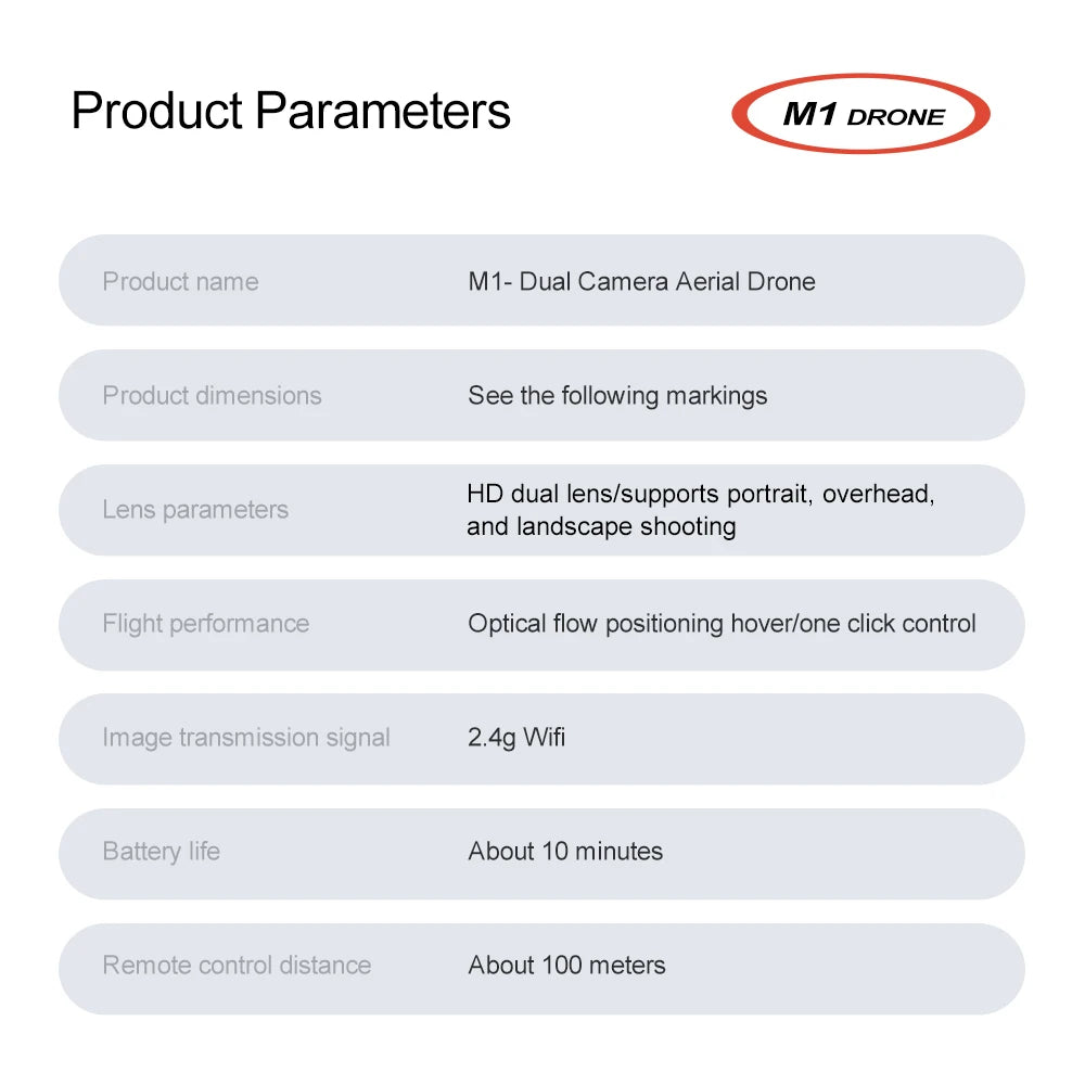 New M1 Drone Beginner Friendly  With 4K High-Definition Camera Optical Flow Technology One Click Return to Home Mode For