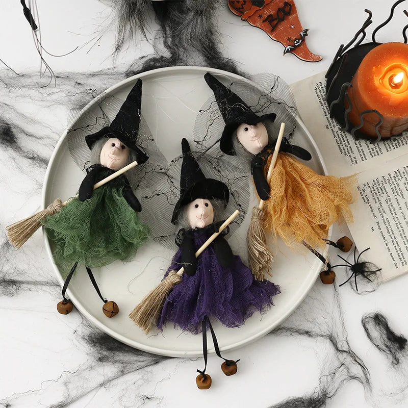 Halloween Ghost Festival Witch Figurine Hanging Doll DIY Decoration Pendant Ornaments for Party Haunted House Decorate Props