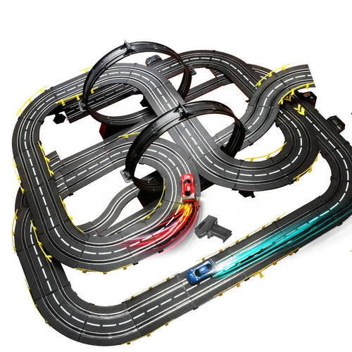 Load image into Gallery viewer, Slot car track Electric rail car 1:43 double remote control racing track toy automatic racing electric track children Christmas gift
