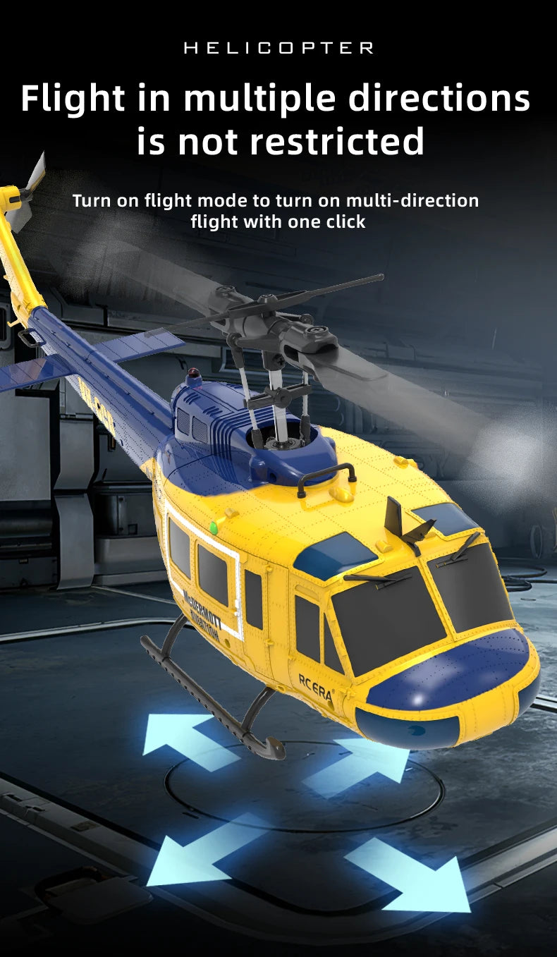 C032 UH-1 brushless RTF RC Helicopter 6-axis Gyroscope One Click 3D Flip Optical flow positioning UH1 helicopter model Hobby Toy