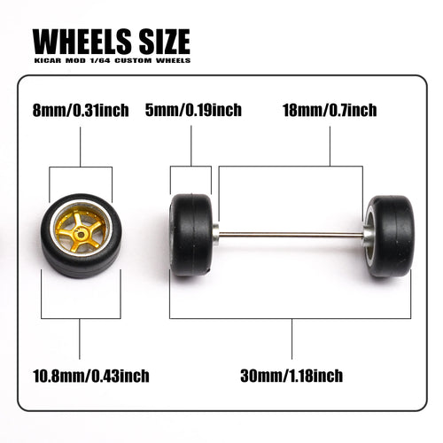 Load image into Gallery viewer, 1/64 Model Car Electroplated Silver Wheels with Fixed Rubber Tires Comes with rivets for Diecast Model  Refiting Parts 4pcs 1set
