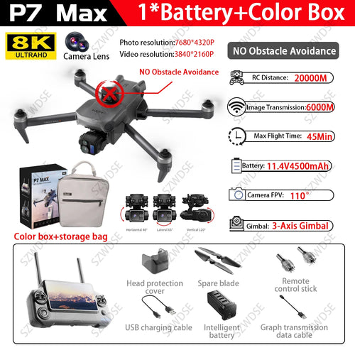 Load image into Gallery viewer, P7 MAX High-end Professional GPS Drone 8K With Screen Remote Control 20km Digital Image Transmission Brushless RC Quadcopter Toy
