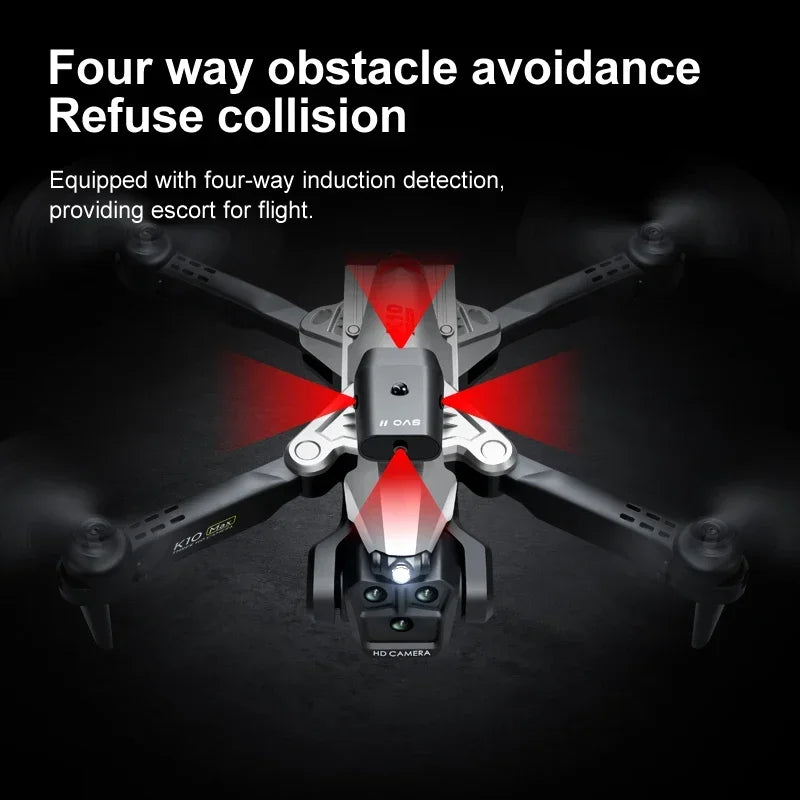 New K10Max Mini Drone 4K Professinal Three Camera Wide Angle Optical Flow Localization Four-way Obstacle Avoidance RC Quadcopter