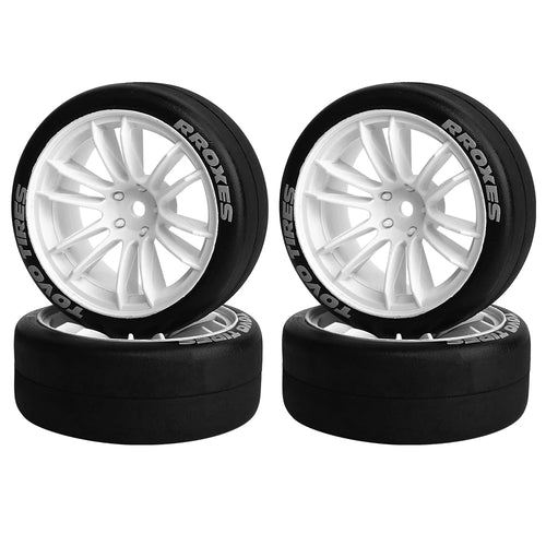 Load image into Gallery viewer, 4pcs 1/10 65mm Hard Drift Tire Tyre Wheel for Tamiya TT01 TT02 XV01 PTG-2 Kyosho HPI HSP RC Drift Car On Road Touring Racing Car
