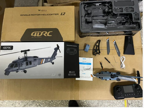 Load image into Gallery viewer, 4drc L2 Rc Helicopter 8k Aerial Camera Builtin Screen Remote Control 6axis Gyro Single Blade Black Hawk Apache Military For Boys
