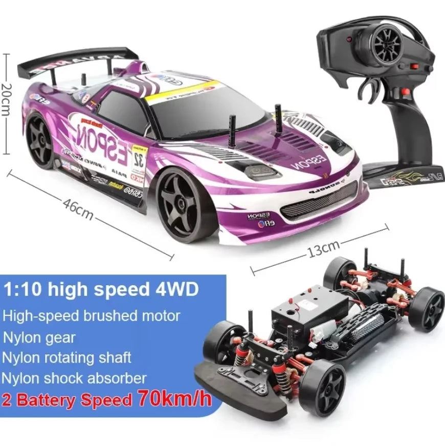 1:10 70km/h High-speed Drift Remote Control Car 2.4G 4WD Rc Off-road Vehicle Dual-speed Rc Car Children's Christmas Gift