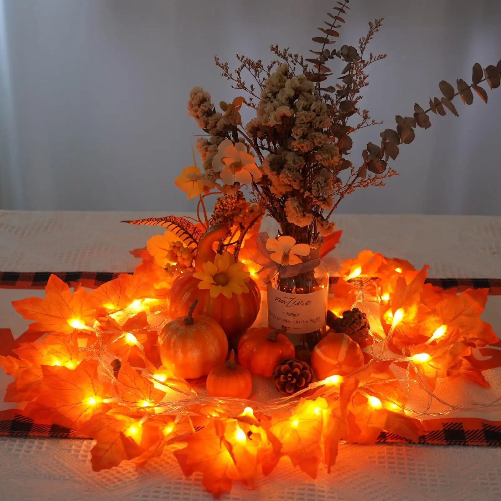 2/3M Halloween LED Lights String,Artificial Maple Leaf Lantern Garland,Halloween Christmas Thanksgiving Day Home Decorations