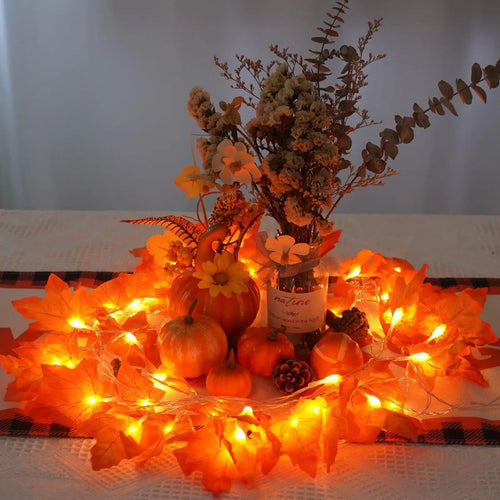 Load image into Gallery viewer, 2/3M Halloween LED Lights String,Artificial Maple Leaf Lantern Garland,Halloween Christmas Thanksgiving Day Home Decorations

