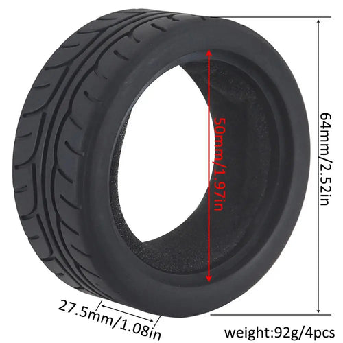 Load image into Gallery viewer, 1:10 On-road Car Tires 63-68mm High Grip Rubber Tyre Hot Melt Tire Hsp 94123 Hpi Himoto Fw06 Tt01 Abrasion Resistant Racing Car
