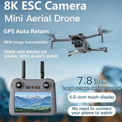 Load image into Gallery viewer, GPS Brushless 3 Axis Gimbal 5.5InTouch Screen FPV RC Drone 8K 5KM Image Transmittion Smart Follow Me Remote Control Quadcopter
