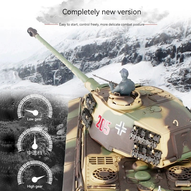 Henglong German Tiger King Remote-Controlled Tank 1/16 Metal Toy Car Professional Electric Tracked Off-Road Military Tank Model
