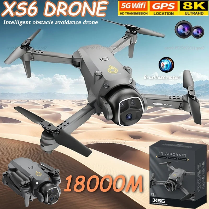 XS6 RC Mini Drone 8K HD Dual Camera 360° Obstacle Avoidance Optical Flow Indoor Outdoor Quadcopter Toys For Kids Birthday Gift