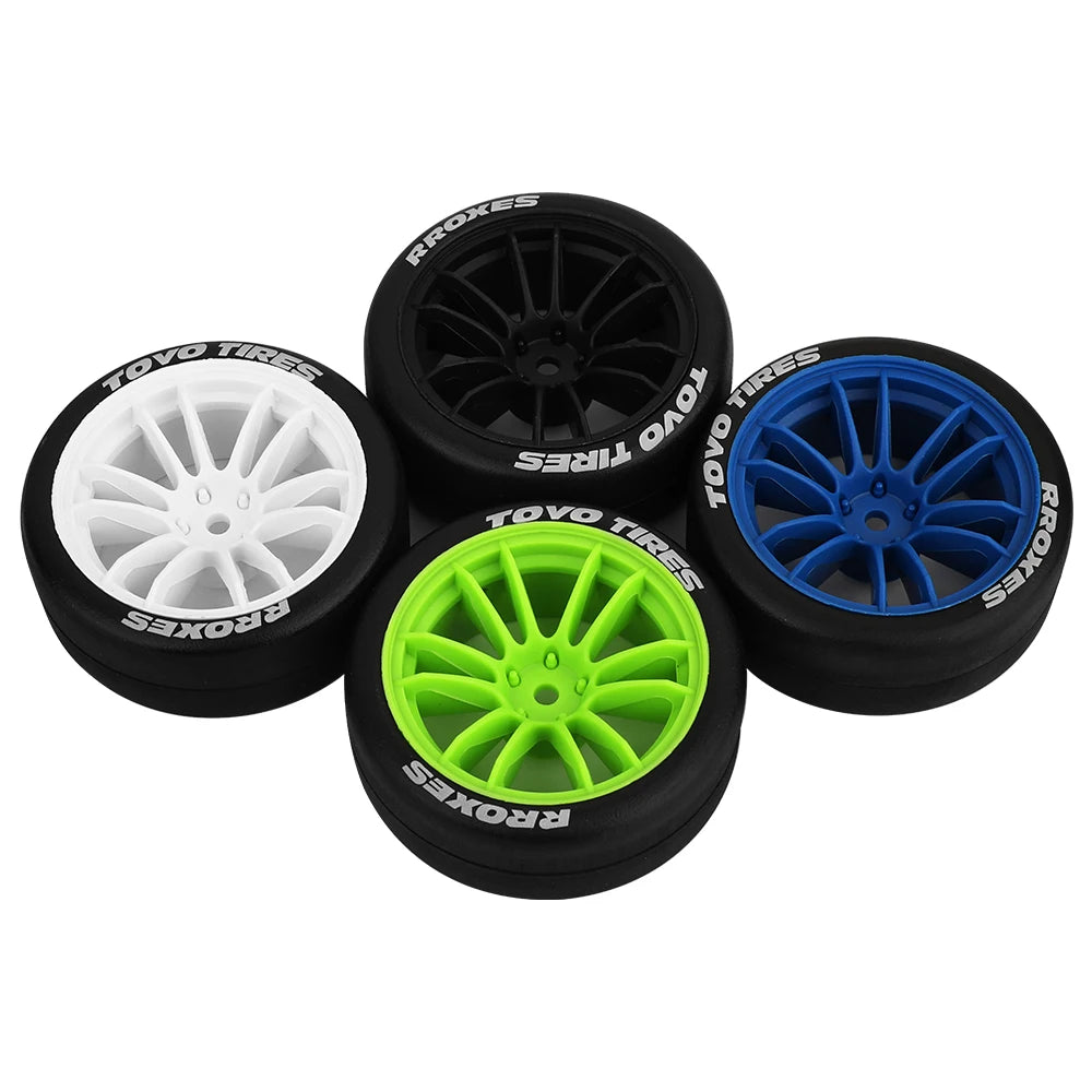 4pcs 1/10 65mm Hard Drift Tire Tyre Wheel for Tamiya TT01 TT02 XV01 PTG-2 Kyosho HPI HSP RC Drift Car On Road Touring Racing Car