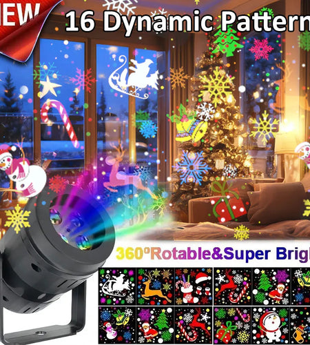 USB Power Christmas Projector LED Night Lamp Indoor 16 Pattern Projection Fairy Light for Bedroom Xmas New Year Party Home Decor