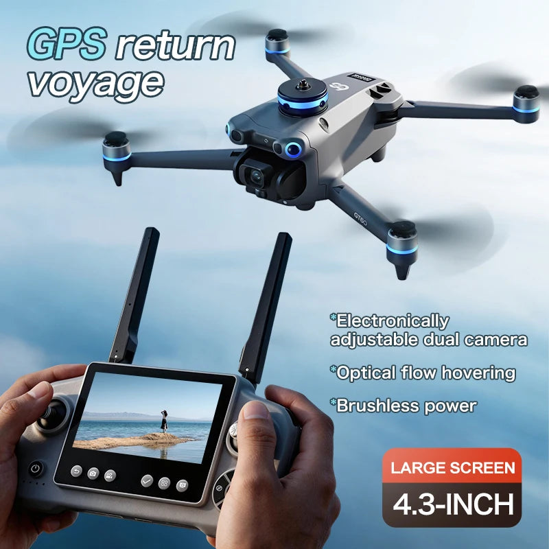 GT60 4K GPS Drone Professional with  4.5Inch Screen WiFi FPV Aerial Photography 360° Obstacle Avoidance Quadcopter Airdrop Toys