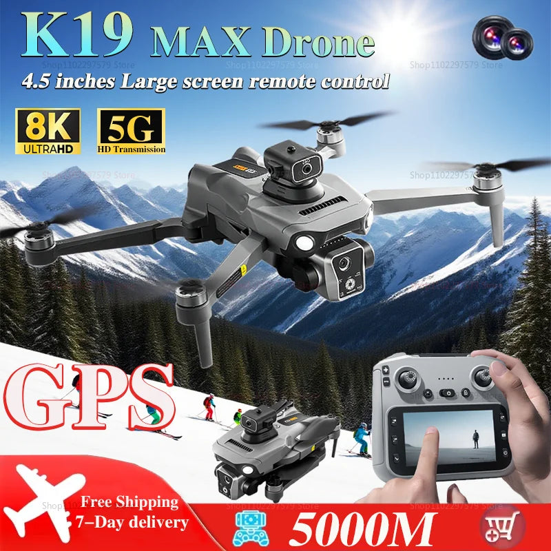 2025 New K19Max RC Drone 8K HD Camera 5G GPS Optical Flow With 360°Laser Obstacle Avoidance RC Helicopter For Boy Adult Toy Gifs