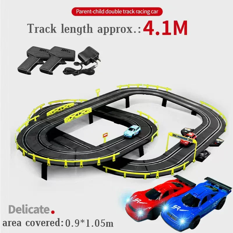 Slot car track Electric rail car 1:43 double remote control racing track toy automatic racing electric track children Christmas gift