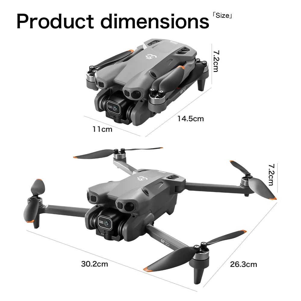 GT50 Drone 4.3-Inch Screen Remote Control 8K EIS 183g Lightweight Beginner Foldable GPS Quadcopter for Adults Travel